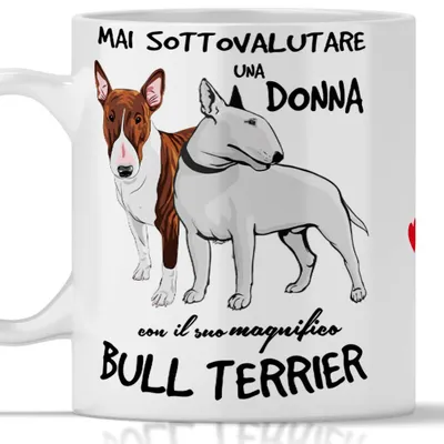 Keramikbecher Bullterrier-Motiv, 350 ml, spülmaschinenfest