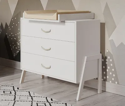 Immagine prodotto di Cassettiera Luna in bianco con fasciatoio incluso per una cameretta perfetta