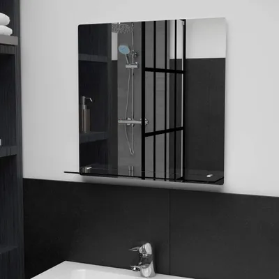 Produktbild von "im Angebot" Wandspiegel mit Regal 50×50 cm Hartglas - Wandspiegel CC1822