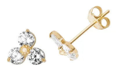 Produktbild von Wunderschöne 9 Karat (375) Gold Damen - Paar Ohrstecker mit Zirkonia - 7mm*7mm; TRS27052