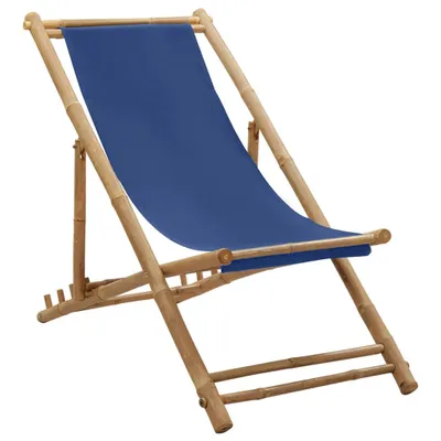 Zdjęcie produktu dla Krzesło ogrodowe "Preischeid" wykonane z bambusa w kolorze niebieskim. Wymiary (szer./wys./gł.) 60x93x123 cm