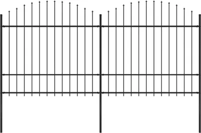 Produktbild von Gartenzaun mit Speerspitzen Stahl (1,5 - 1,75) x 3,4 m Schwarz