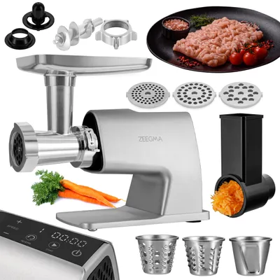 Zdjęcie produktu dla ZEEGMA MASZYNKA DO MIELENIA MIĘSA METALOWA 2,5kg/min 2500W SZATKOWNICA DOTYKOWY