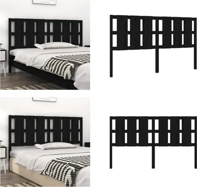 Produktbild von vidaXL Bett Kopfteil Schwarz 185,5x4x100 cm Massivholz Kiefer - Kopfteil - Kopfteile - Bettkopfteil - Holzkopfteil