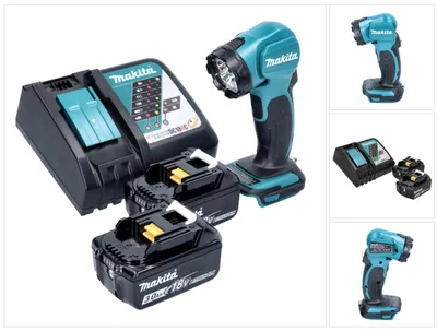 Productafbeelding van Makita DEADML 815 RF LED-accu-handlamp 14,4 - 18 V 160 lm + 2x accu 3,0 Ah + oplader