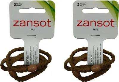 Obrázek produktu pro ZANSOT 2 × Pletené elastické gumičky do vlasů, hnědé, 3 ks