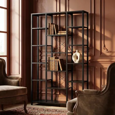 Produktbild von Bücherregal, Standregal mit 6 Ebenen 15 Ablagen, | Verstellbare offene Ablagen, für Wohnzimmer, Büro, Schlafzimmer, 30 x 100 x 170 cm