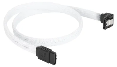 Zdjęcie produktu dla Przedłużacz danych do dysku SSD Sata 3.0, 8-żyłowy, 7-pinowy, z kolankiem, biały, z elementem Shrapnel zwiększającym prędkość (biały, z kolankiem)