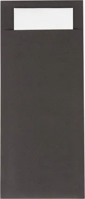 Produktbild von Bestecktasche in Schwarz 85 x 200 mm, mit 2-lagiger Tissue-Serviette in Weiß - 500 Stück