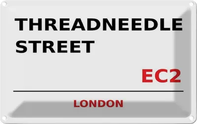 Produktbild von vianmo Blechschild 20x30 cm Threadneedle Street EC2 Abenteuer Reisen England Urlaub