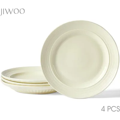 Produktbild von 4-teiliges Teller Set aus Keramik Ø25,4 cm– Speise-, Dessert- & Steakteller für 4 Personen – robust, mikrowellen- & spülmaschinenfest stapelbar modern