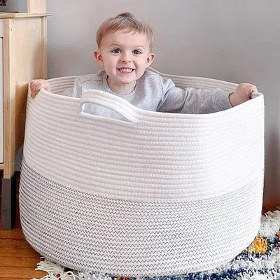 Zdjęcie produktu dla Duże bawełniane kosze na pranie w rozmiarze XXL, 60 x 36 cm, białe i czarne, akcesoria dekoracyjne