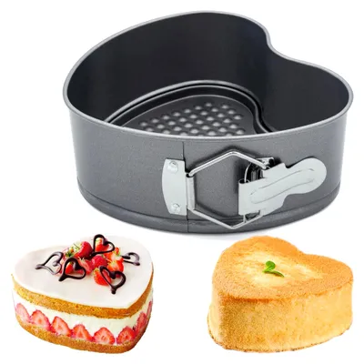 Produktbild von Herz-Springform, 17 cm, Kuchenform in Herzform mit Flachboden, Backform für Kuchen, Pizza und Pfannkuchen