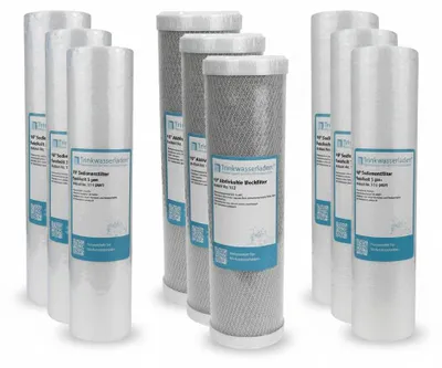 Produktbild von 1,5 Jahre Filter Set 10' 9-teilig Ersatzfilter Umkehrosmose RO Sediment Aktivkohle