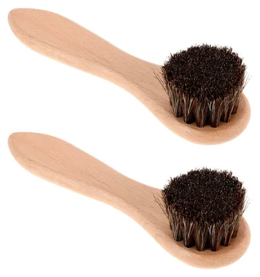 Produktbild von 2 Stück Badebürsten für Kleintiere mit weichen Naturhaarbürsten und Holzgriff zur sanften Pflege von Hamstern, Meerschweinchen und Kaninchen