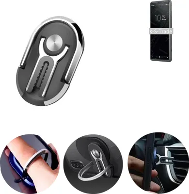 Produktbild von K-S-Trade 3in1 Smartphone-Ring Handy-Ring kompatibel mit Sony Xperia Pro Fingerhalterung  Handyring Tischständer Lüftungsgitter-Halterung Tisch
