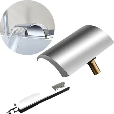 Immagine prodotto di Miscelatore per vasca, design a cascata, struttura in ottone, argento chiaro