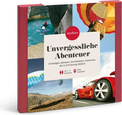 Produktbild von mydays Geschenkbox Unvergessliche Abenteuer; Erlebnis verschenken oder selbst erleben; Gutschein für 2 Person(en)