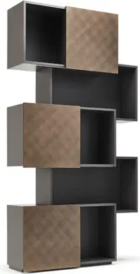 Produktbild von Casa Padrino Luxus Regalschrank mit 3 Schiebetüren Graphit / Bronze 104,5 x 30 x H. 196,5 cm - Bücherschrank - Wohnzimmerschrank - Büroschrank - Luxus Schrank