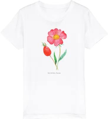 Produktbild von Mr. & Mrs. Panda Kleinkinder T-Shirt Blume Hagebutte 7-8 Jahre (122/128) - Weiß - Geschenk, Jungen, Öko Kinder, Teenager, Kindershirt, Garten, Schlechte Gedanken