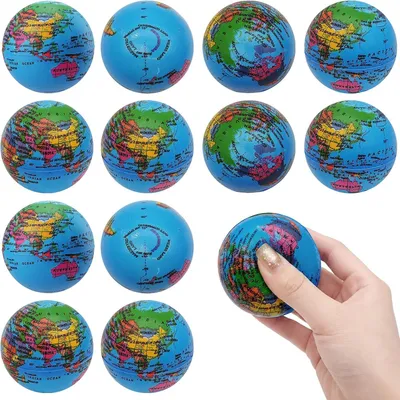 Productafbeelding van Stressballen - Set van 12 - Antistressbal - Wereldbol stressbal - Schuimballen - Knijpbal - Voetbal stressballen