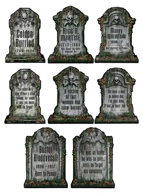Produktbild von Gruselige Friedhof Grabsteine Skelett Halloween Party-Deko Set grau 30x41cm 4