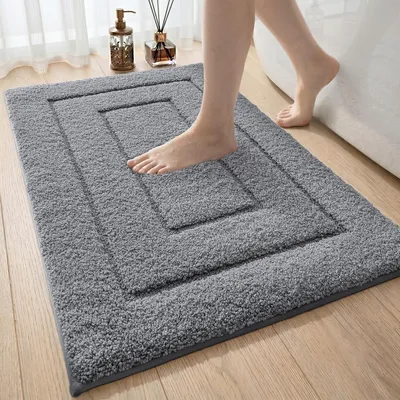 Productafbeelding van Antislip badmat van microvezel, grijs, 60 x 90 cm | Absorberend en machinewasbaar