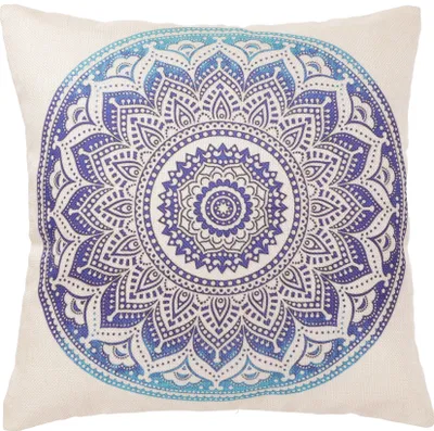 Produktbild von Ethno Kissenhülle, Boho Kissenbezug - Mandala 11, Blau, Viskose,Baumwolle, 40*40*0,5 cm, Zierkissen, Dekokissen, Sofakissen