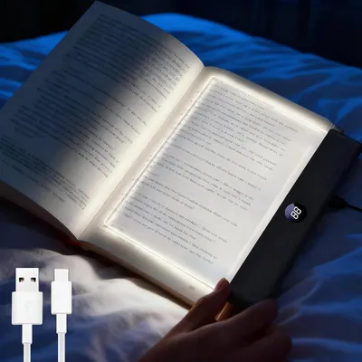 Produktbild von Leselampe Buch, LED Leselampe, Buchlampe, Nachttischlampe, Leselicht, 3 Lichtfarben Dimmbares, mit Timer, USB Wiederaufladbare, für Nachtlesungen
