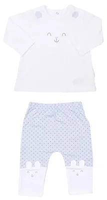 Immagine prodotto di Pigiama per neonati a due pezzi in Cotonelogico con coniglietto - 3-6 mesi - 62 cm - Blu | by Kitikate