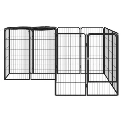 Produktbild von vidaXL 14-tlg. Hundelaufstall Schwarz 50x100cm Stahl Pulverbeschichtet