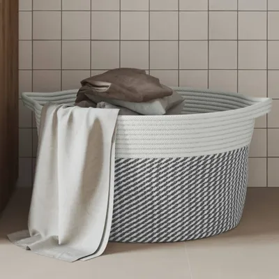 Produktbild von Aufbewahrungskorb Grau und Weiß Ø40x25 cm Baumwolle 358462