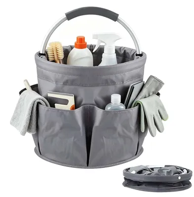 Reinigungs-Organizer aus Oxford-Stoff, grau, faltbar, 29x27 cm