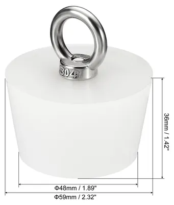 Produktbild von Silikon Gummi Konischer Stecker 48mm bis 59mm Solide Sprosen Stopper mit Ring fš¹r Reagenzgl?ser Wasserleitung Drainageloch Wei?