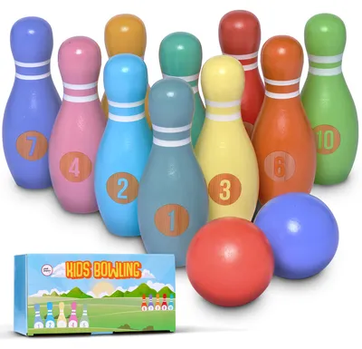 Produktbild von Klassisches Design XL Kinder-Bowling-Set, 12-teilig mit Pins und Kugeln