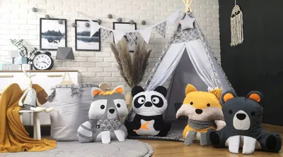 Produktbild von Tipi Teepee Spielzelt zelt Kinderzelt Wigwam Zelt Tiere Set für Kinder Teddy´s in Wald 7 Elemente