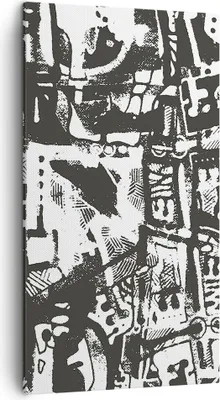 Produktbild von Bild auf Leinwand - Leinwandbild - Einteilig - Schwarzweiß Figuren Abstraktion - 45x80cm - Wand Bild - Wanddeko - Wandbilder - Leinwanddruck - Bilder - Wanddekoration - Leinwand bilder - PA45x80-5125