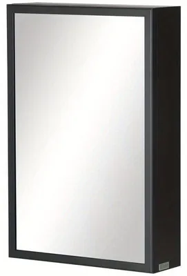 Obrázek produktu pro Zrcadlová skříňka do koupelny - Nástěnná skříňka se 3 policemi a dvířky - Nerezová ocel - 40x12x60 cm - Černá
