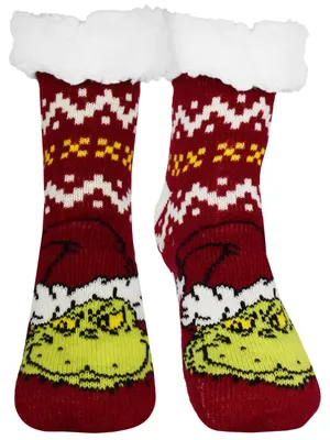 Produktbild von The Grinch Hüttensocken - Haussocken für Damen Kuschelsocken Flauschige Wintersocken warme Frauen Socken Rot 35-38