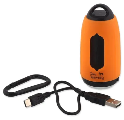 Obrázek produktu pro Baterka Dog Fantasy USB se sáčky na exkrementy oranžová