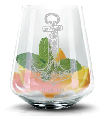 Produktbild von Mr. & Mrs. Panda Whiskyglas Anker Blau - Transparent - Geschenk, Margarita Glas, Cocktailglas, Longdrinkglas, Highball, Tumbler, Trinkglas, Lustige Sprüche