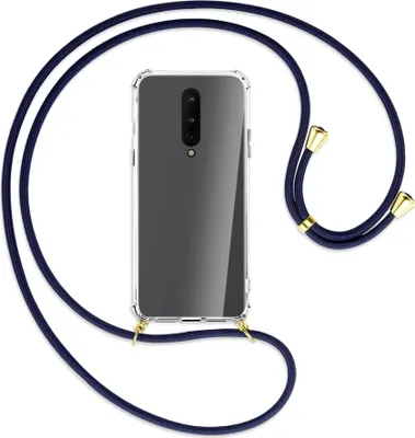 Produktbild von Handykette Backcover-Schutzhülle mit Band (Metall goldfarben) für OnePlus 8 - dunkelblau