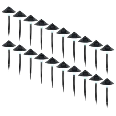 Image de Lot de 20 lampes de jardin solaires Grundig avec abat-jour et piquet, éclairage d'extérieur pour allées et chemins, noir