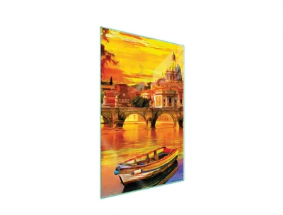 Produktbild von Glas-Schneidebrett 35 x 52 cm mit Bootsmotiv, rutschfeste Unterseite, hygienisch und geruchsresistent