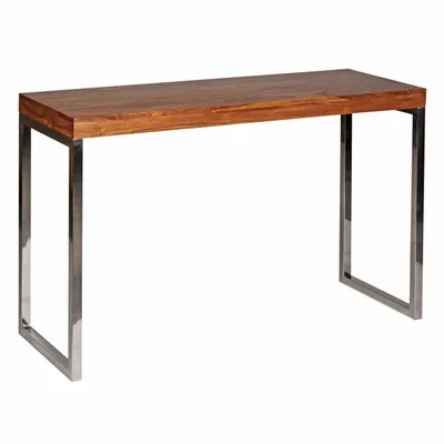 Produktbild von Konsolentisch GUNA Massivholz Sheesham Konsole mit Metallbeinen Schreibtisch 120x45 cm Landhaus-Stil Sideboard Modern Massiv Echt-holz Natur Anrichte PC-Tisch Sekretär Tisch Flur