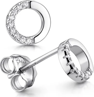 Produktbild von MATERIA by Matthias Wagner Damen Ohrstecker Zirkonia 925 Silber Kreis Ohrringe offen 7mm SO-302