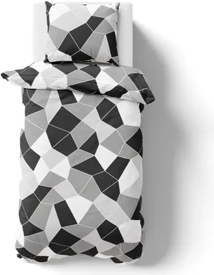 Produktbild von Bettwäsche 155x220 cm Premium Mikrofaser Bettbezug Garnitur Set Grau Schwarz Weiß Mosaic 2 teilig