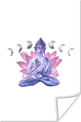 Produktbild von MuchoWow® Poster Buddha - Mond - Blau 20x30 cm - Papierdruck