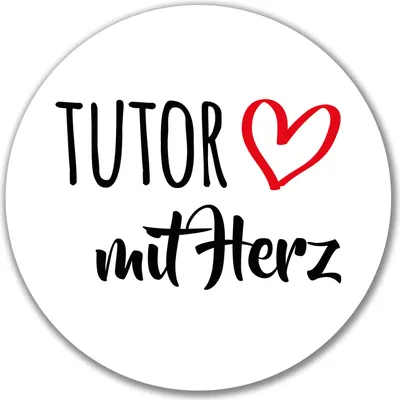 Produktbild von Huuraa Aufkleber Tutor mit Herz 10cm rund Sticker Geschenkidee