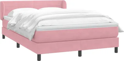 Image de Sommier à lattes de lit avec matelas rose 140x220 cm velours